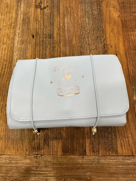 Flower Knows Handbags - Light Blue Cosmetic Pouch with Gold Foil Accent